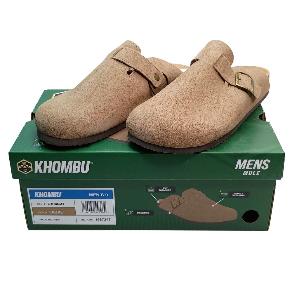 Khombu Damian Mule Men Size 9 Taupe Suede Cork Insole Clog 1967247